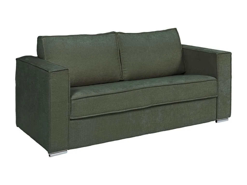 Sofá cama de 4 plazas de apertura rápida de tela texturizada verde - Somier ancho de 160 cm - Colchón de 22 cm Mobtrendy nooi12777