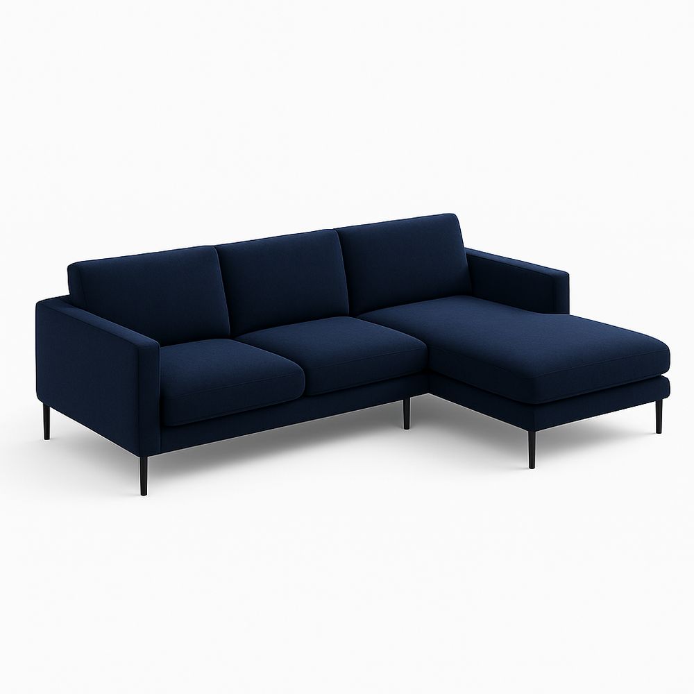 Sofá modular moderno con chaise longue - Tela suave,estructura de metal,color azul marino,para sala de estar