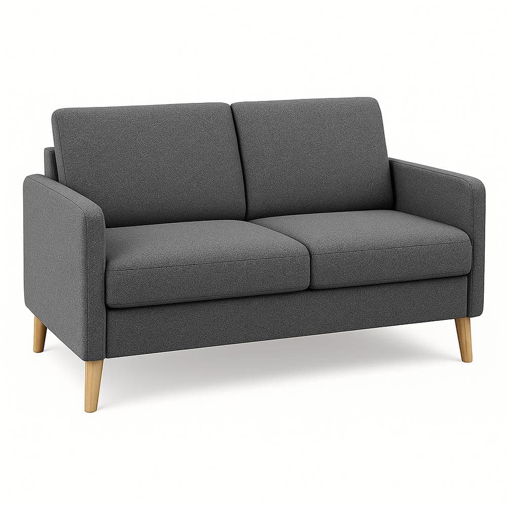 Sofá de Dos Plazas Tela Gris Moderno