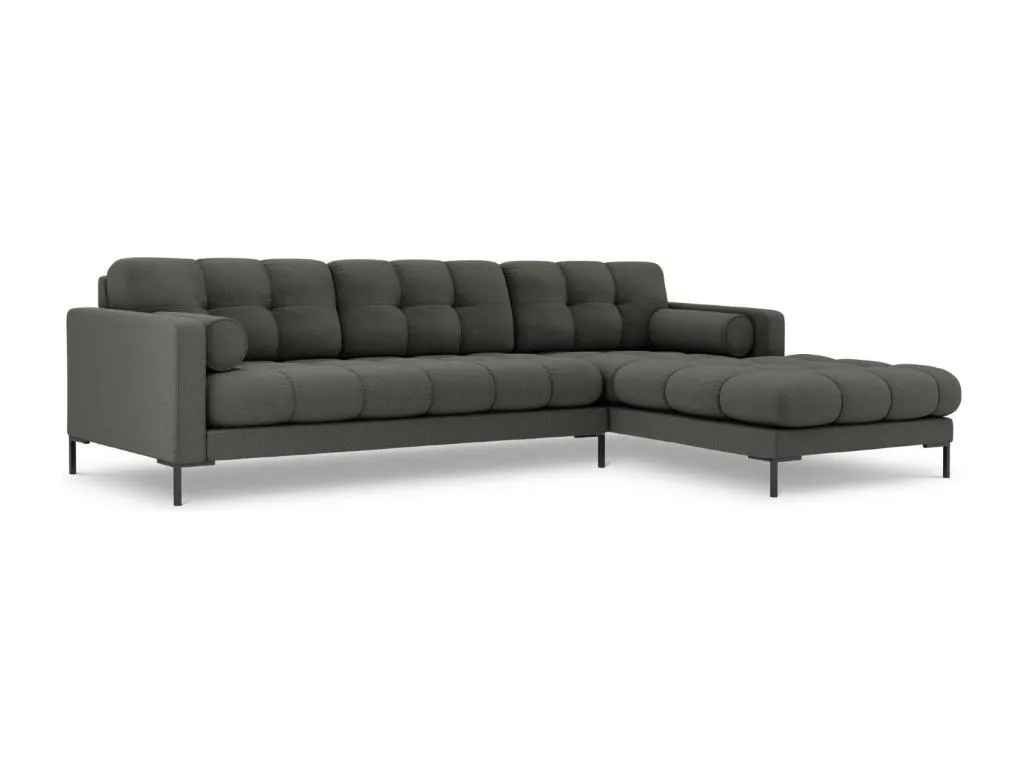 Boverdeco - Sofá esquinero derecho Boverdeco 5 plazas de tejido estructural gris oscuro - 293x185x75cm
