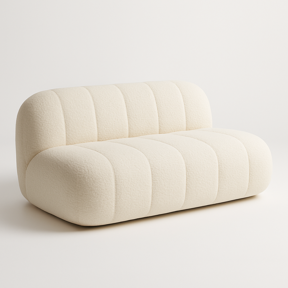 Sofá de Dos Plazas Moderno y Acogedor para Sala de Estar Tapizado en Tela Crema 140cm