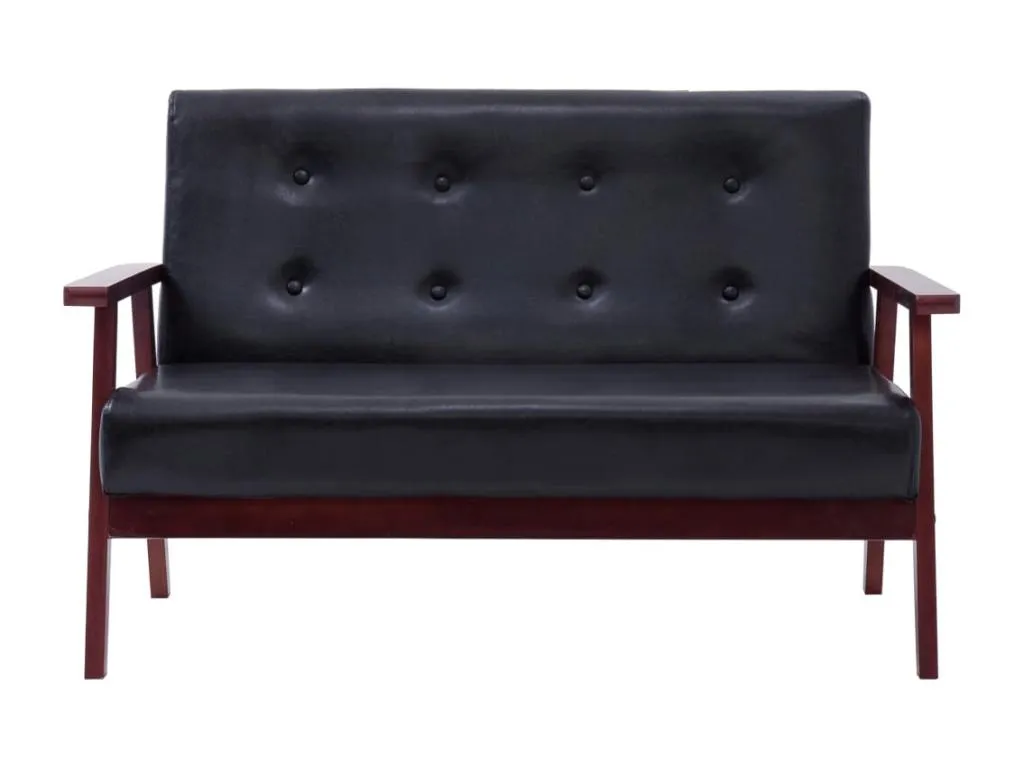 Sofá de 2 plazas cuero sintético negro 50149gxfv