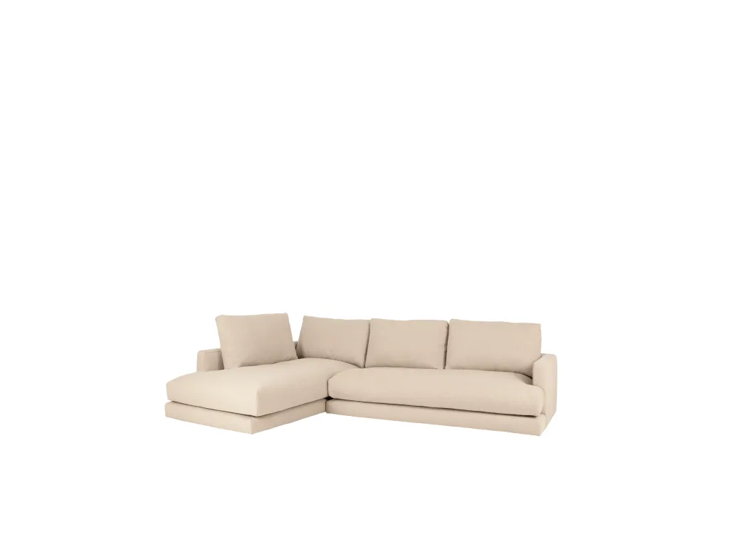 Sofá de tres - cuartos de plaza con chaise longue izquierda en tono beige medidas 275x190 cm - Vivirsingular ubcw66148