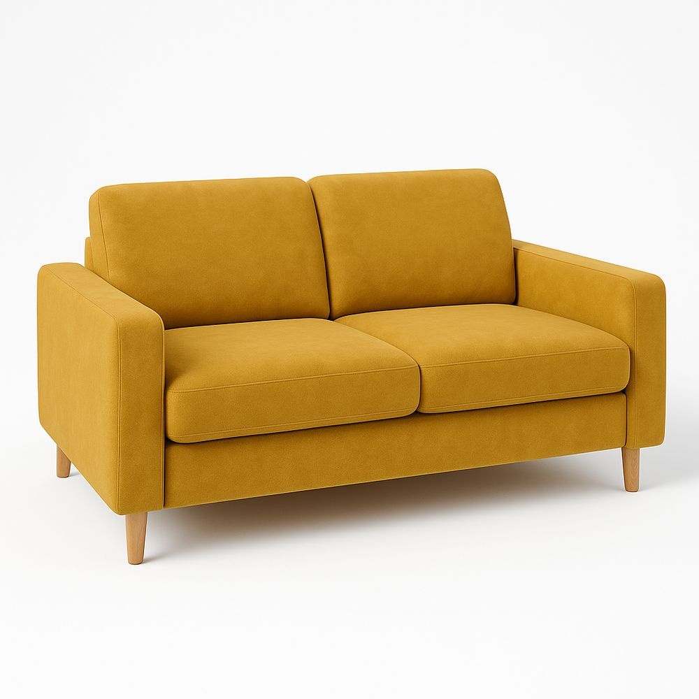 Sofá Moderno Mostaza 2 Plazas Sala de Estar Tela