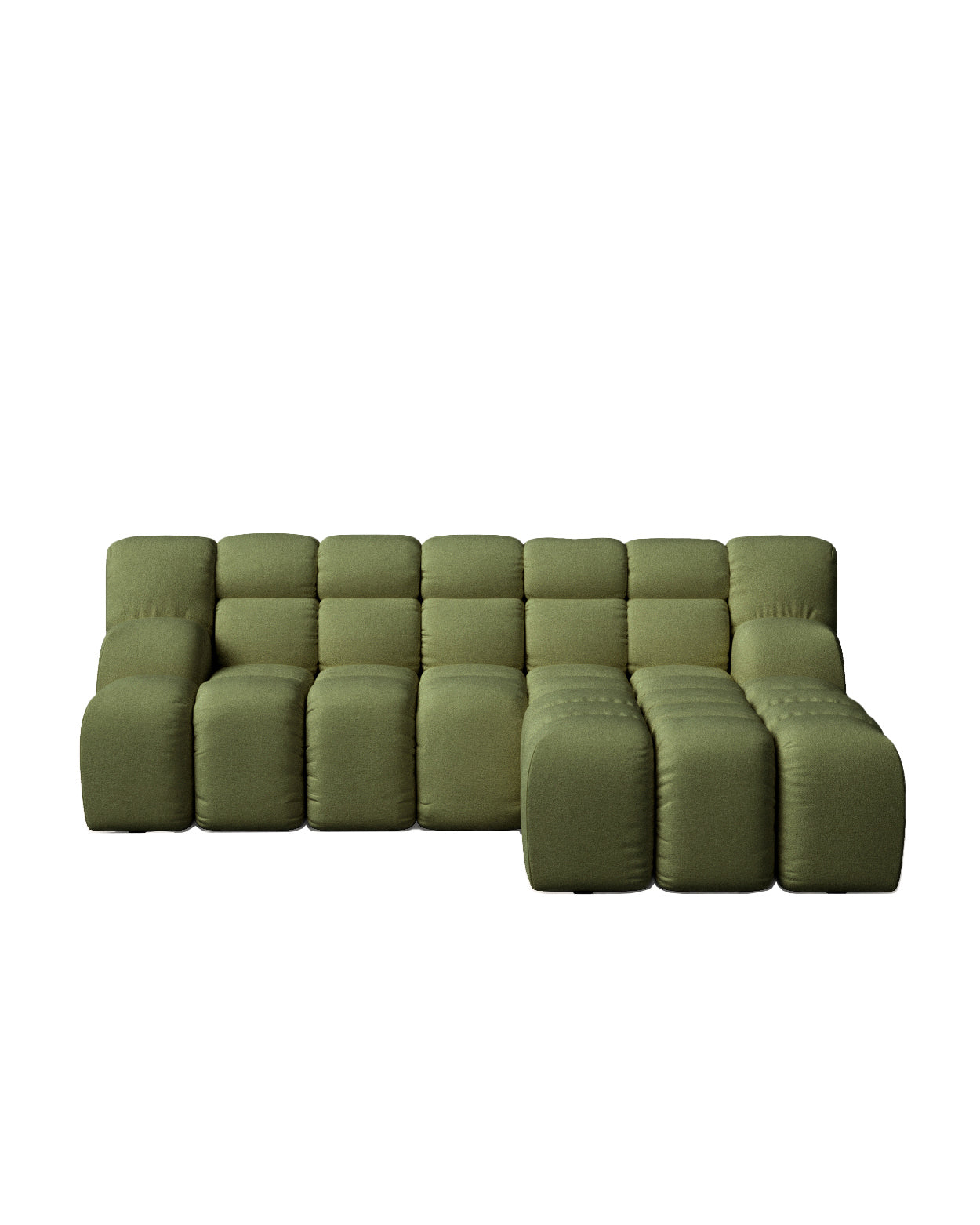 Sofá verde con chaise longue a la derecha, 224 x 192 cm ip2242w7