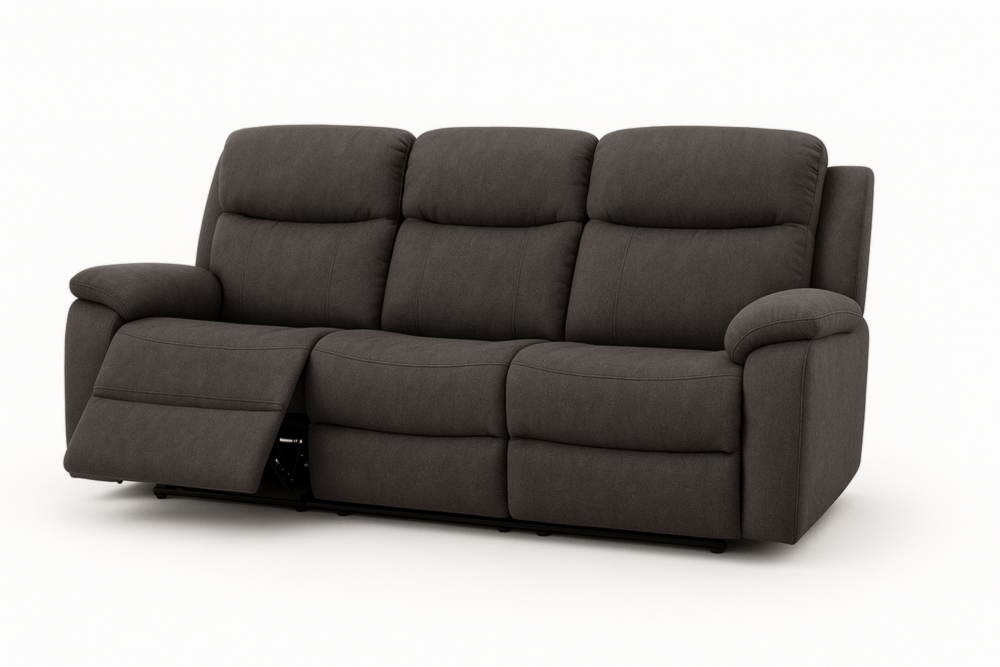 Sofá Reclinable de 3 Plazas Gris Oscuro 200x95x100 cm, Tapizado en Microfibra, Asiento 48 cm, Reclinable Manual