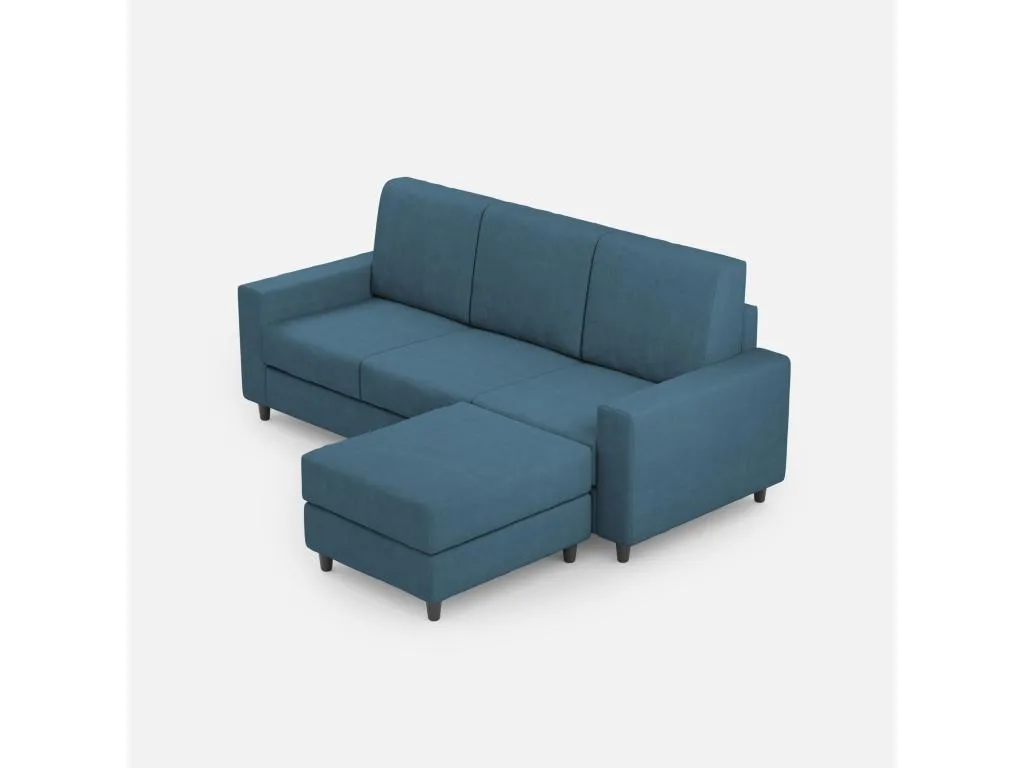 Sofá Banakdecoracion 3 plazas (tres plazas de 60 cm) puf dimensiones exteriores L.208 P.155 color aviación XQKO14622