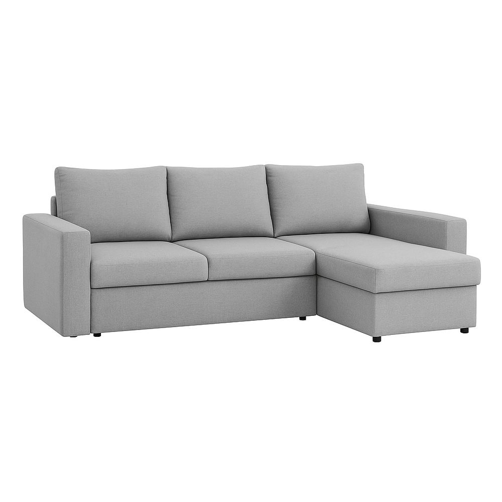 Sofá Seccional Esquinero Gris Claro 3 Plazas Sala de Estar