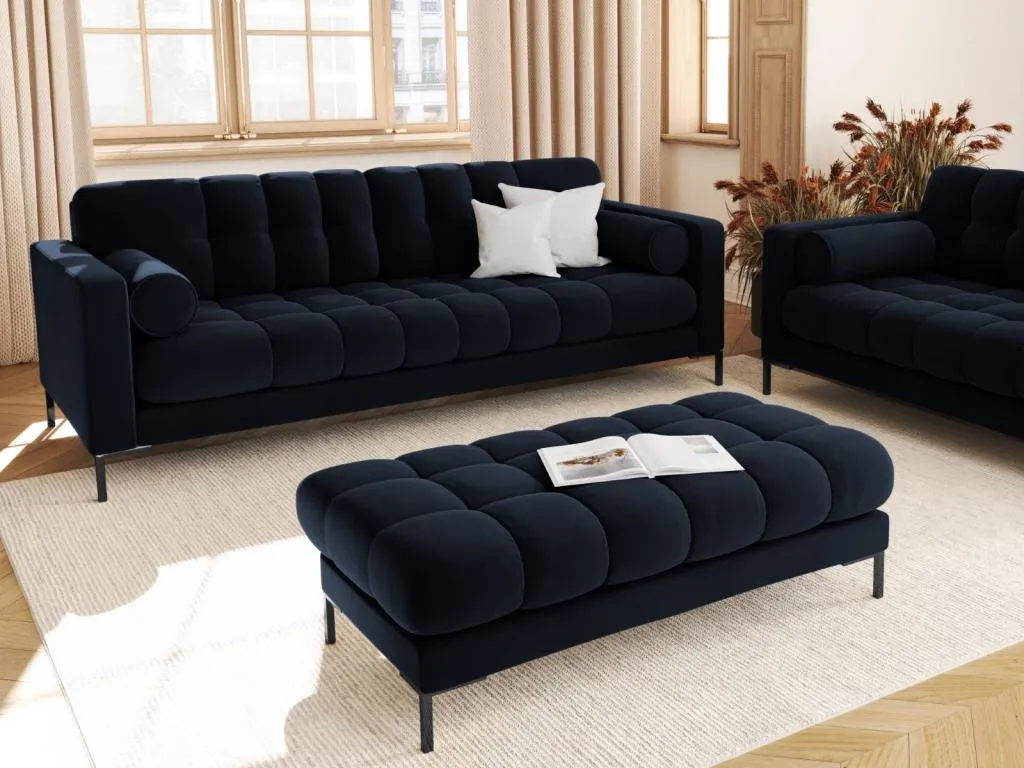 Vivircalido - Sofá Vivircalido 3 plazas de terciopelo azul oscuro - 177x92x75cm dxae05393