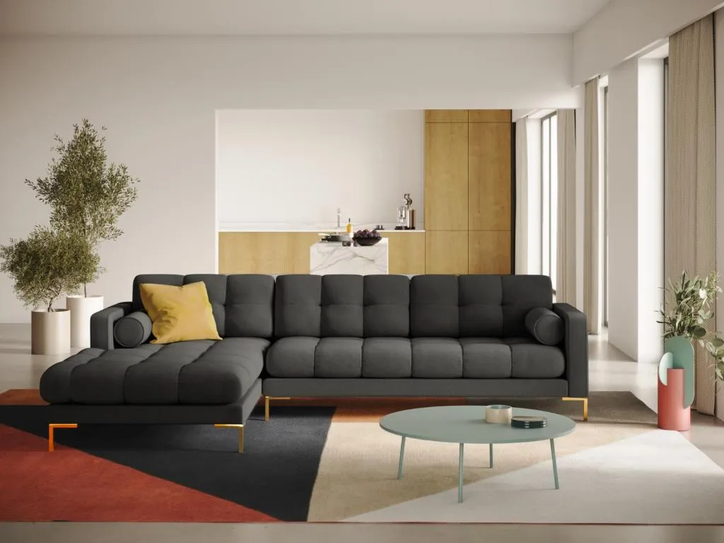 Andreuworldcasa - Sofá esquinero izquierdo Andreuworldcasa 5 plazas de tejido estructural gris oscuro - 293x185x75cm