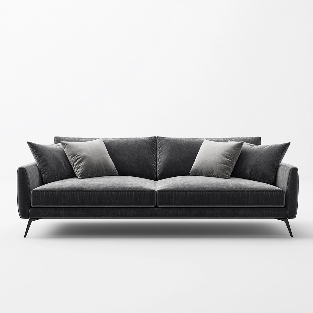 Sofá de 2 Plazas Estilo Moderno de Terciopelo Gris para Sala de Estar