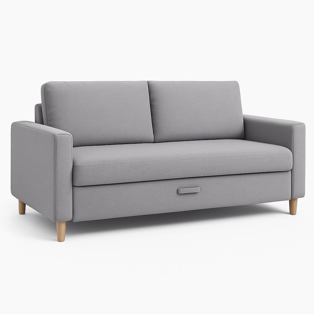 Sofá moderno de dos plazas con almacenamiento,tapizado en tela gris,estructura de madera,ideal para sala de estar o estudio