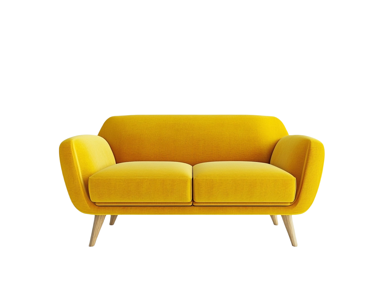 Sofá de dos plazas amarillo moderno 130x70cm para sala de estar tejido suave hg2698526