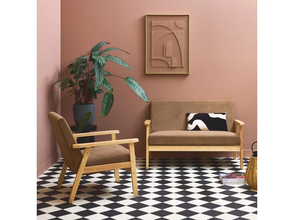 Sofá de 2 plazas y sillón de pana con patas de Alkifurniturees pardo 58144TOIG