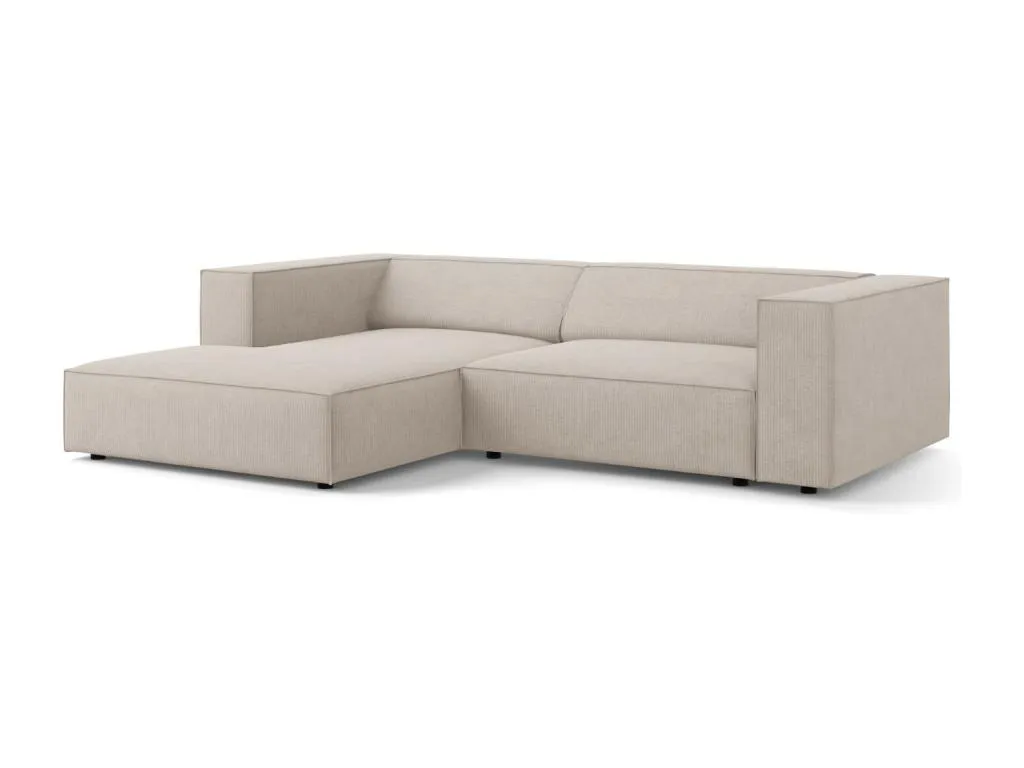 Decocasaes - Sofá esquinero izquierdo Decocasaes 3 plazas de tejido chenilla con efecto acanalado beige oscuro - 224x166x70cm mhnj10369