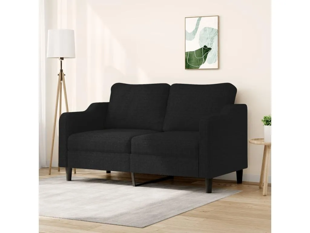Sofá de 2 plazas de tela negro 140 cm