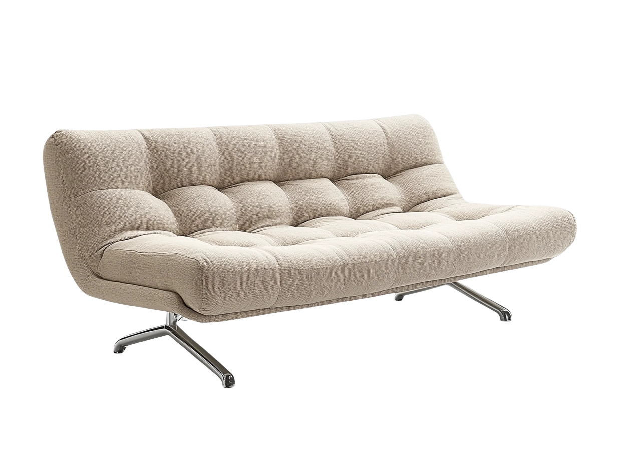 Sofá moderno canapé de dos plazas en gris claro con estructura de acero inoxidable iy8471884