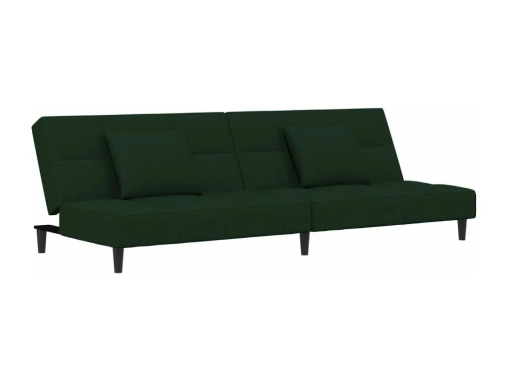 Sofá cama de 2 plazas con dos almohadas terciopelo verde oscuro