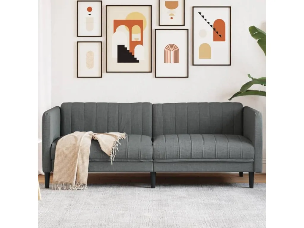 Sofá de 3 plazas tela gris oscuro