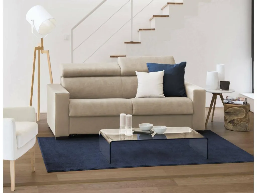 Sofa cama Alkifurniturees Sofá de 3 plazas Made in Italy Sofá de salón con apertura giratoria con reposacabezas ajustables y reposabrazos delgados 29451KIVC