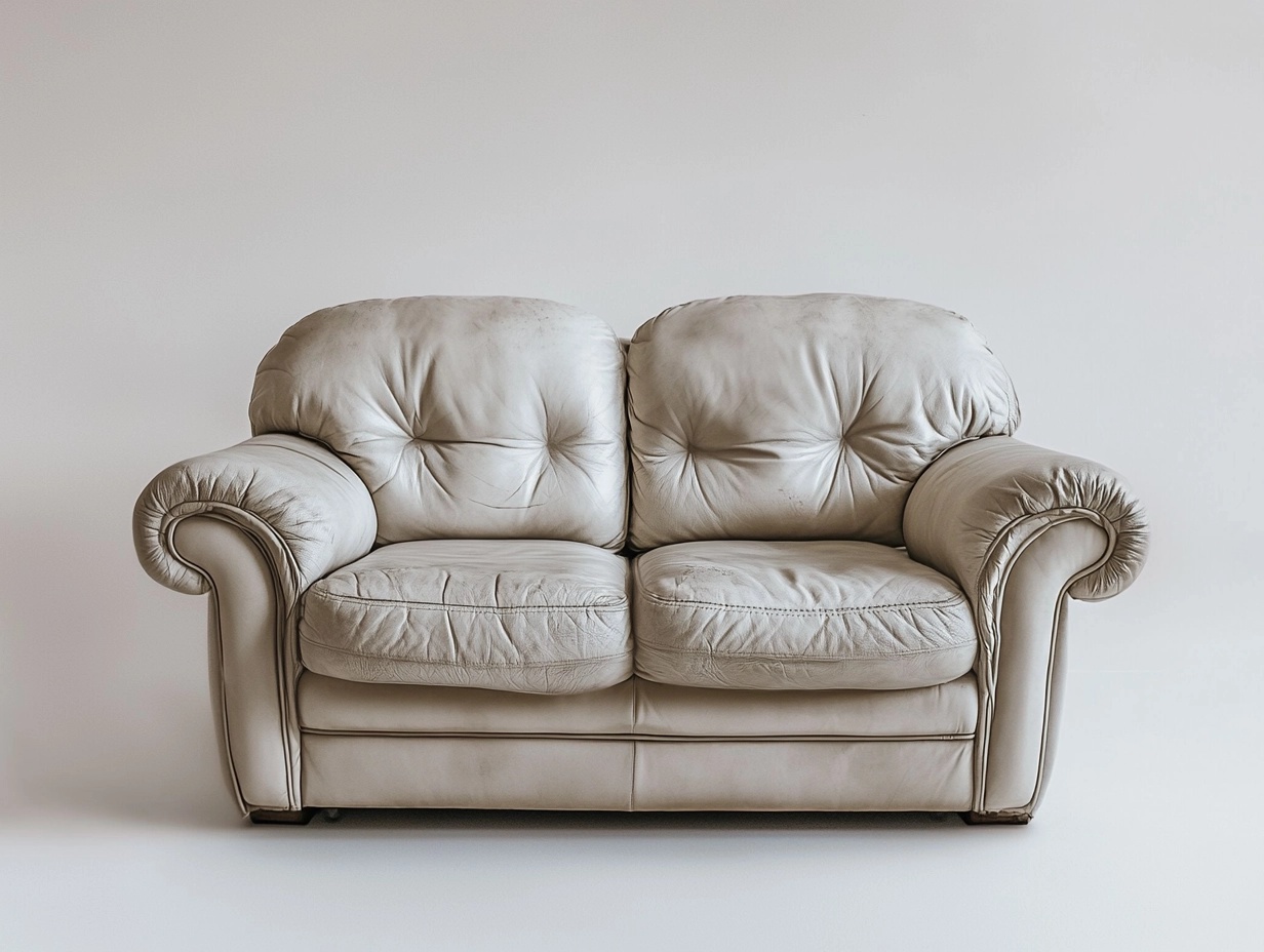 Sofá de dos plazas de 160 cm para sala de estar diseño clásico en piel beige con reposabrazos mullidos nk5749285