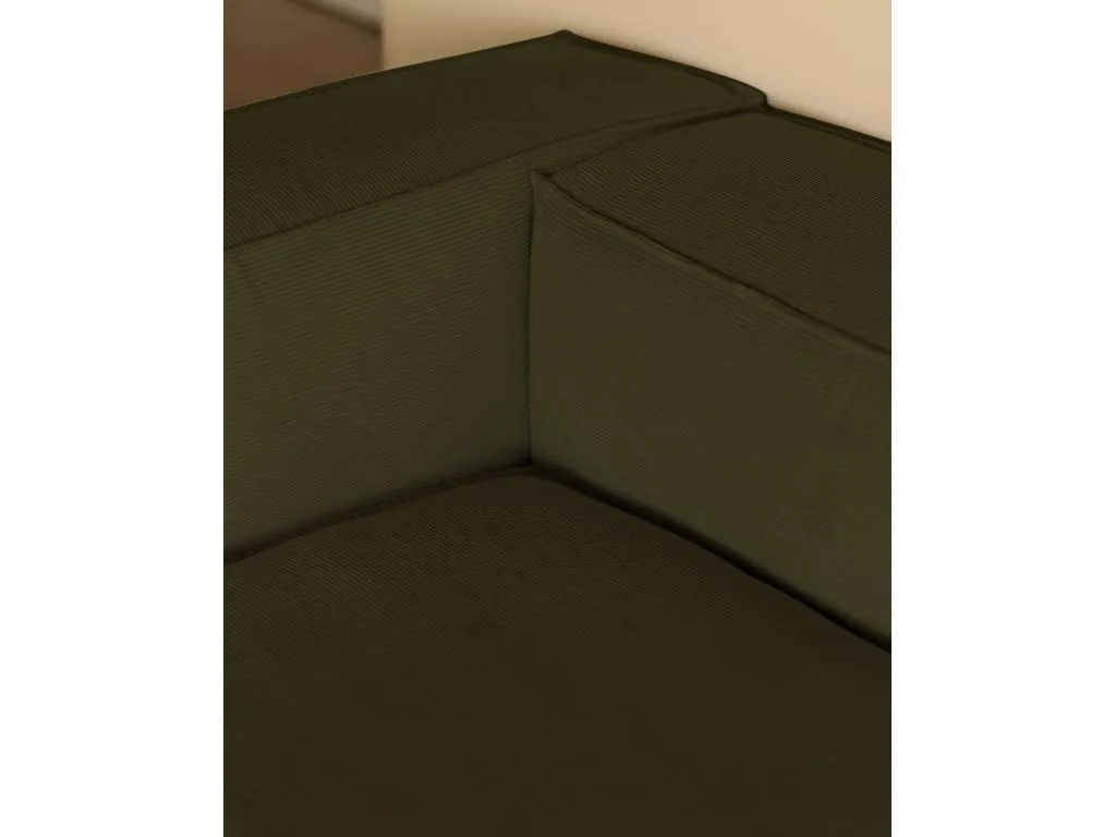 Sofá de 2 plazas con chaise longue izquierdo de pana verde 250x70x175cm - Patriciabaezcasa
