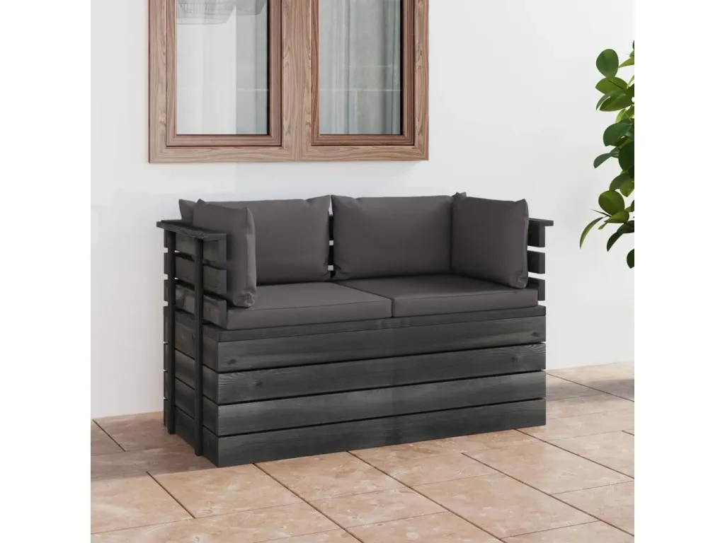 Sofá de palets de jardín 2 plazas y cojines Boverdeco maciza Boverdeco