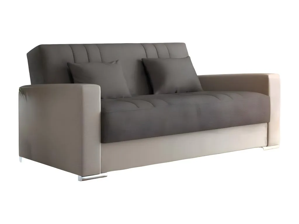 Sofá cama Alkihogares Sofá cama contenedor 3 plazas en ecopiel y tela Sofá de salón con apertura click-Alkihogares y 2 cojines incluidos 230x96h101 cm
