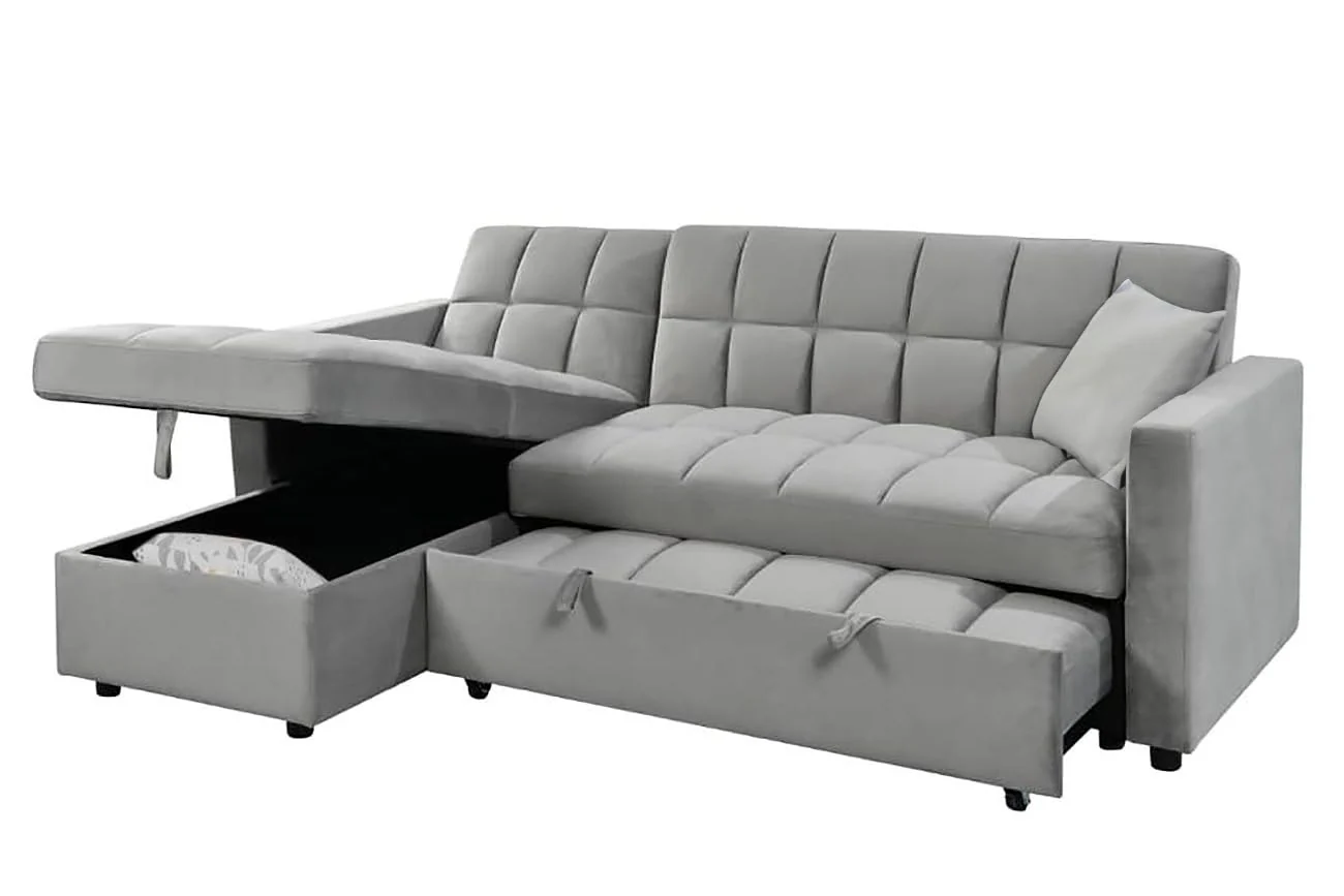Sofá cama chaise longue reversible con arcón 210x145 cm