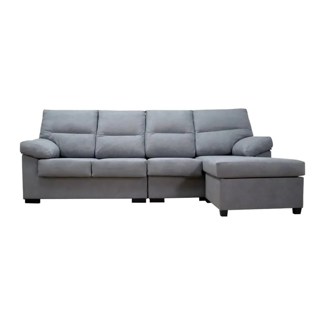 Sofá Cóndor 4 plazas chaise longue gris confortable