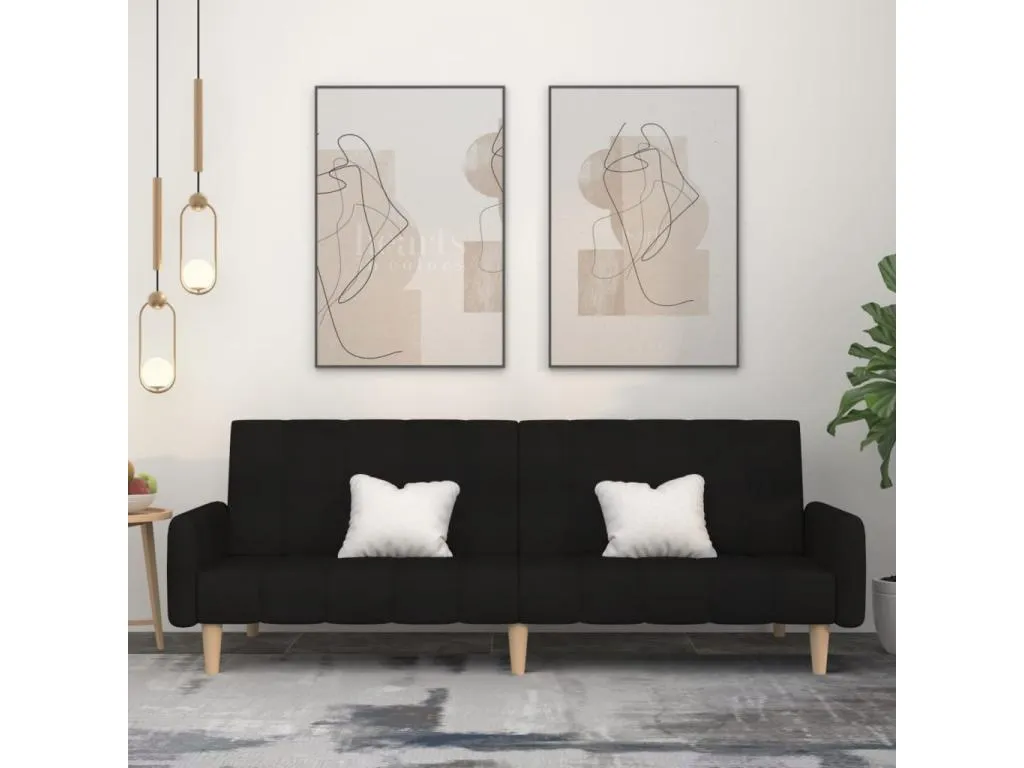 Sofá cama de 2 plazas tela negro