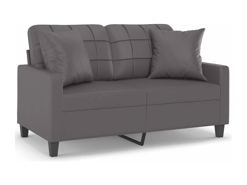Sofá de 2 plazas tapizado en cuero sintético gris con cojines incluidos 120 cm XW8838686
