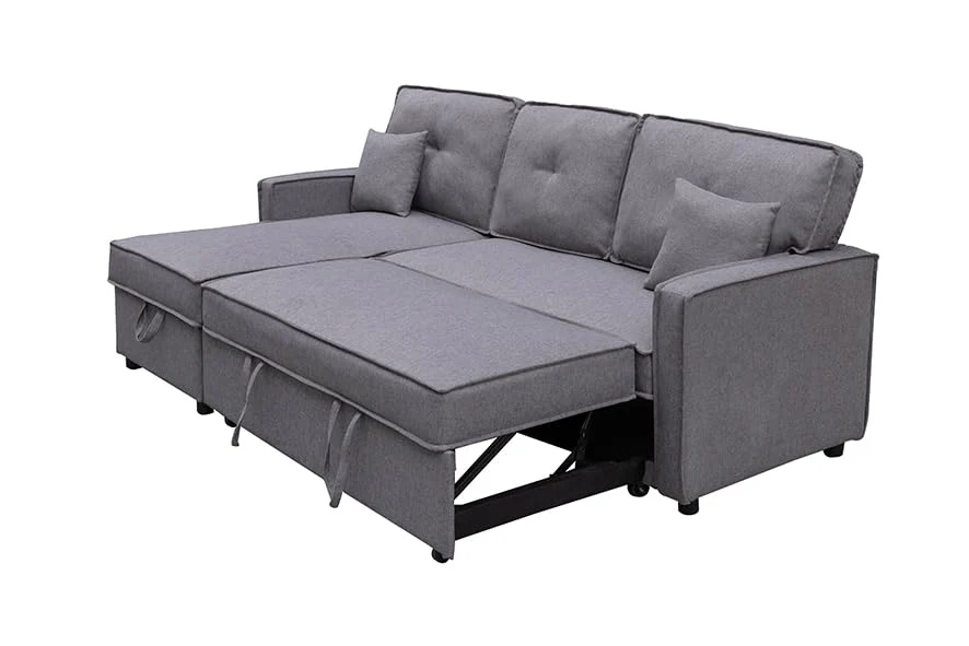 Sofá chaise longue cama 3 plazas con arcón gris