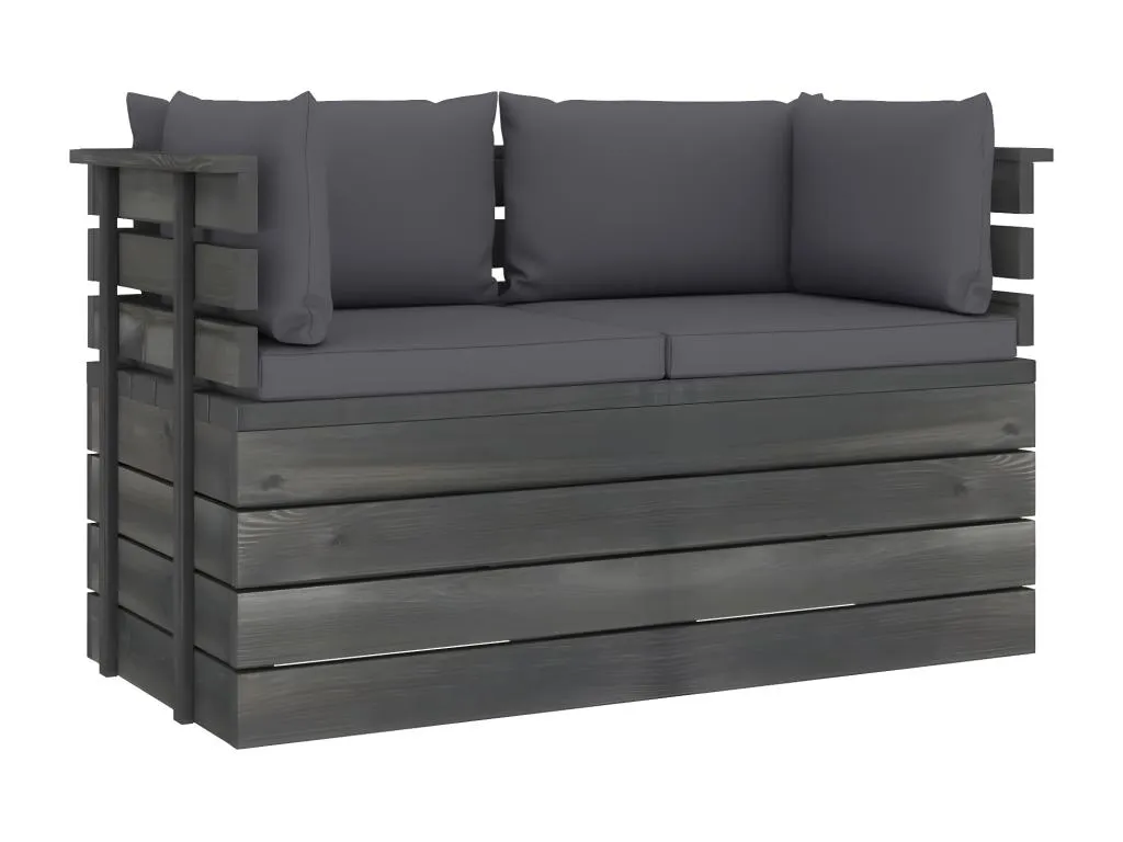 Sofá de palets de jardín 2 plazas y cojines Andreuworldcasa maciza Andreuworldcasa