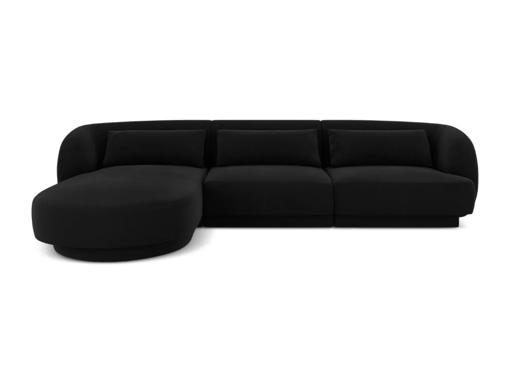 Sancaldeco - Sofá esquinero izquierdo Sancaldeco 4 plazas de terciopelo negro - 255x156x70cm FMTV66248