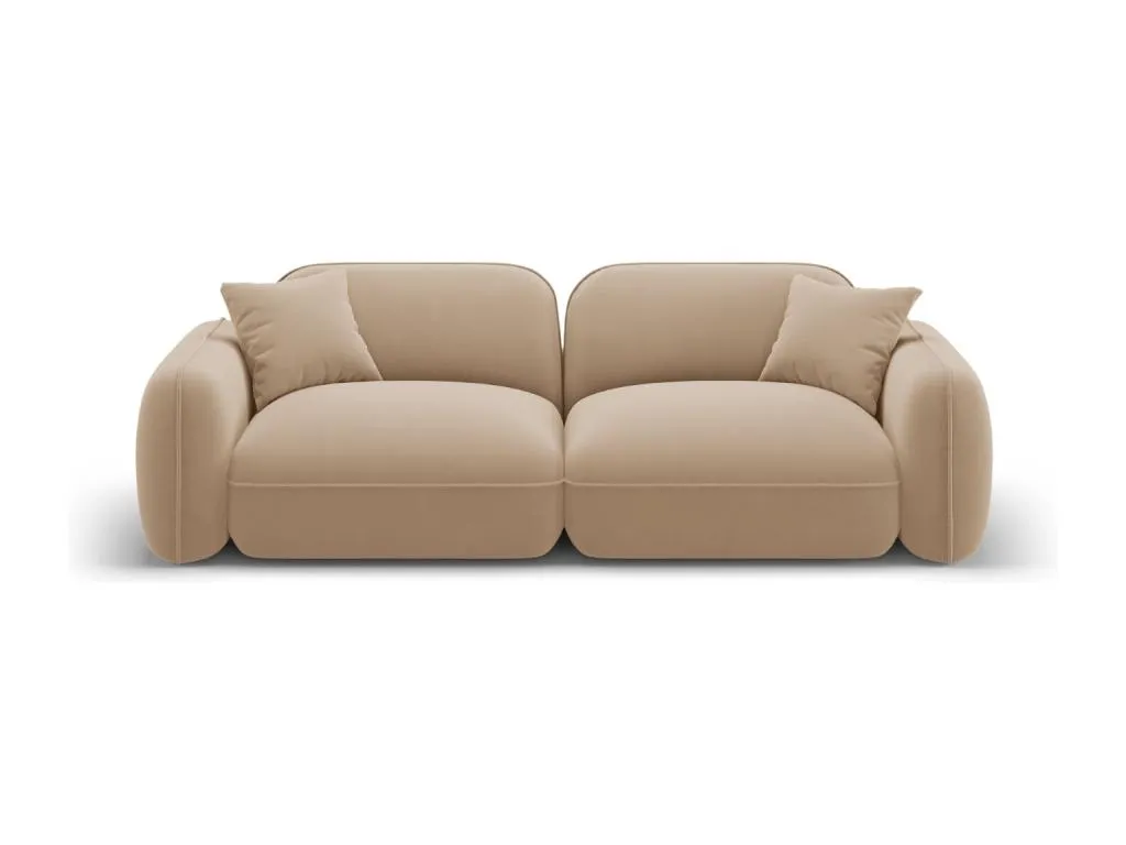 Sofá modular Lluesmahome de tres plazas tapizado en terciopelo arena - 230x90x70cm  AT0338215