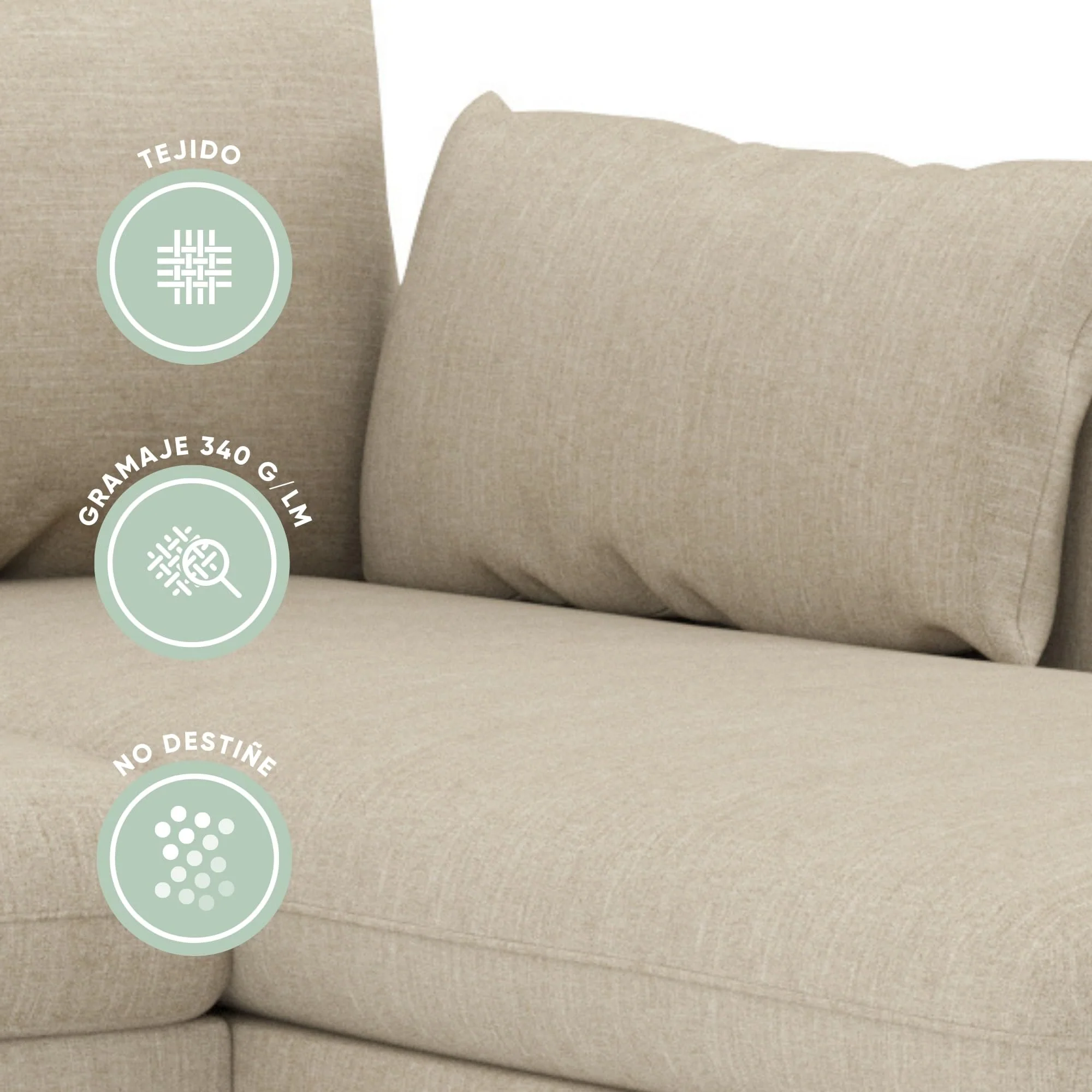 Sofá cama esquinero 4 plazas beige con arcón