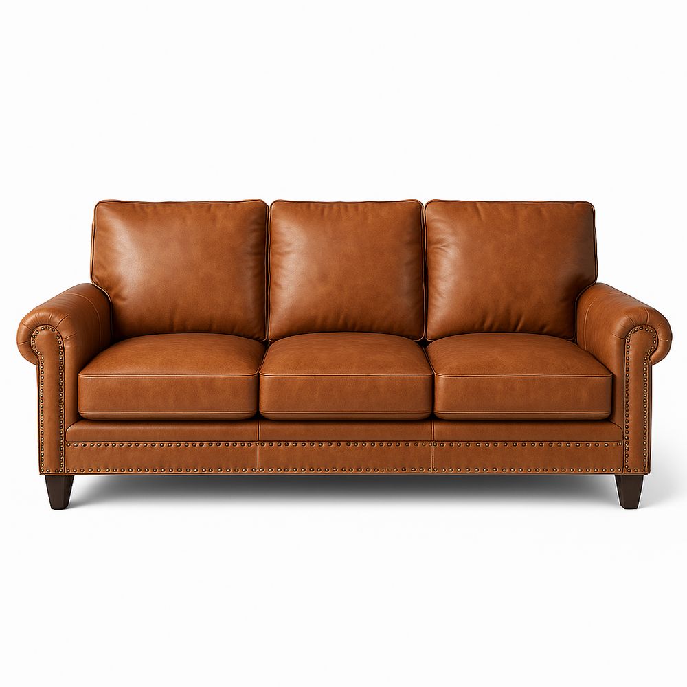 Sofá de cuero marrón,sofá de estilo clásico,3 plazas,cómodo y elegante,para sala de estar