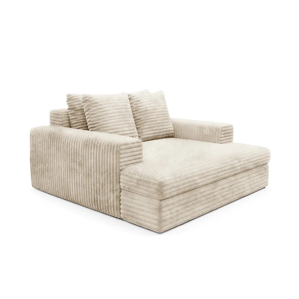 Sofá de dos plazas en terciopelo acanalado grueso color beige oz6875a4