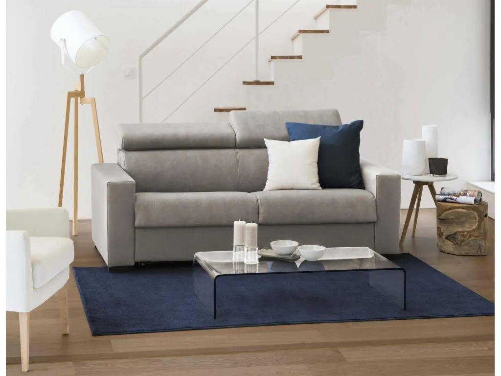 Sofá fijo Francomuebleses sofá de 3 plazas Made in Italy Sofá de salón de tejido acolchado con reposacabezas regulables y reposabrazos estándar