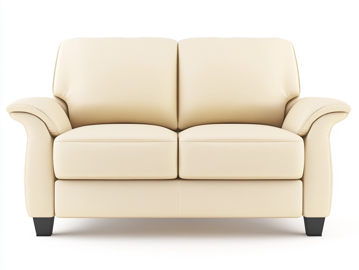 Sofá de dos plazas en piel sintética beige 160x90x85 cm para sala de estar con estructura resistente y estilo moderno st0803958