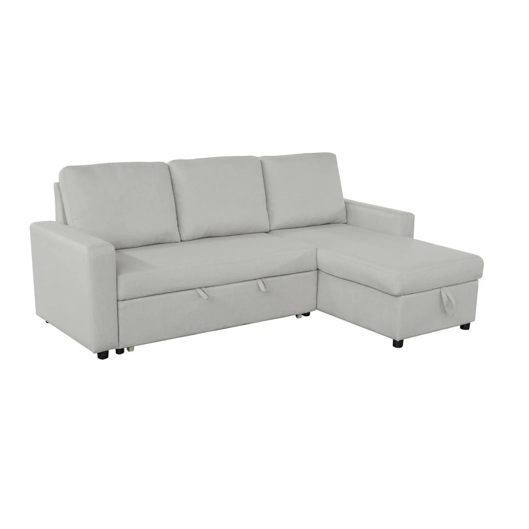 Sofá 3 plazas chaise longue con arcón beige