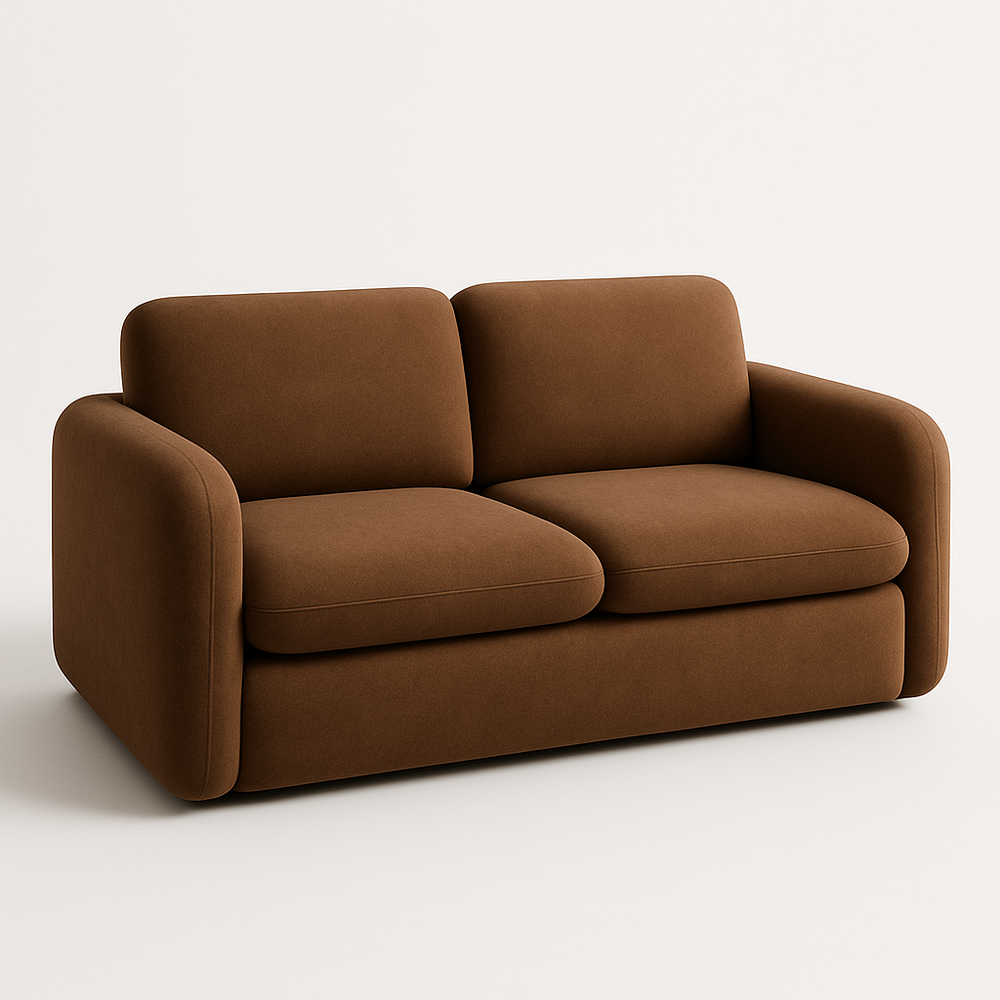 Sofá de dos plazas tela moderna marrón 180x85 cm