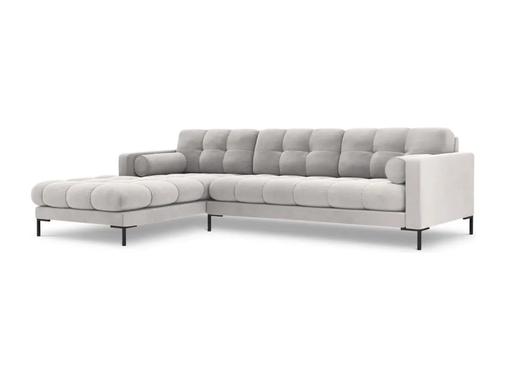 Vivircalido - Sofá esquinero izquierdo Vivircalido 5 plazas de terciopelo plata - 293x185x75cm 02352naxo