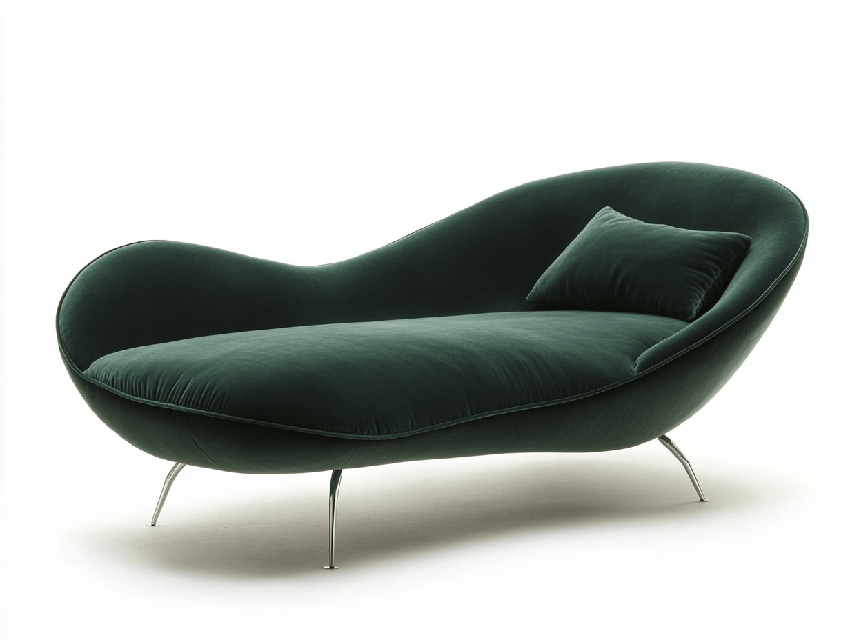 Sofá Verdi Curvo Terciopelo Chaise Longue Metal 180x90x80cm