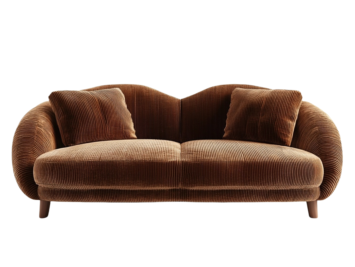 Sofá de felpa marrón de dos plazas con cojines 180x90 cm ideal para sala de estar nq4899580