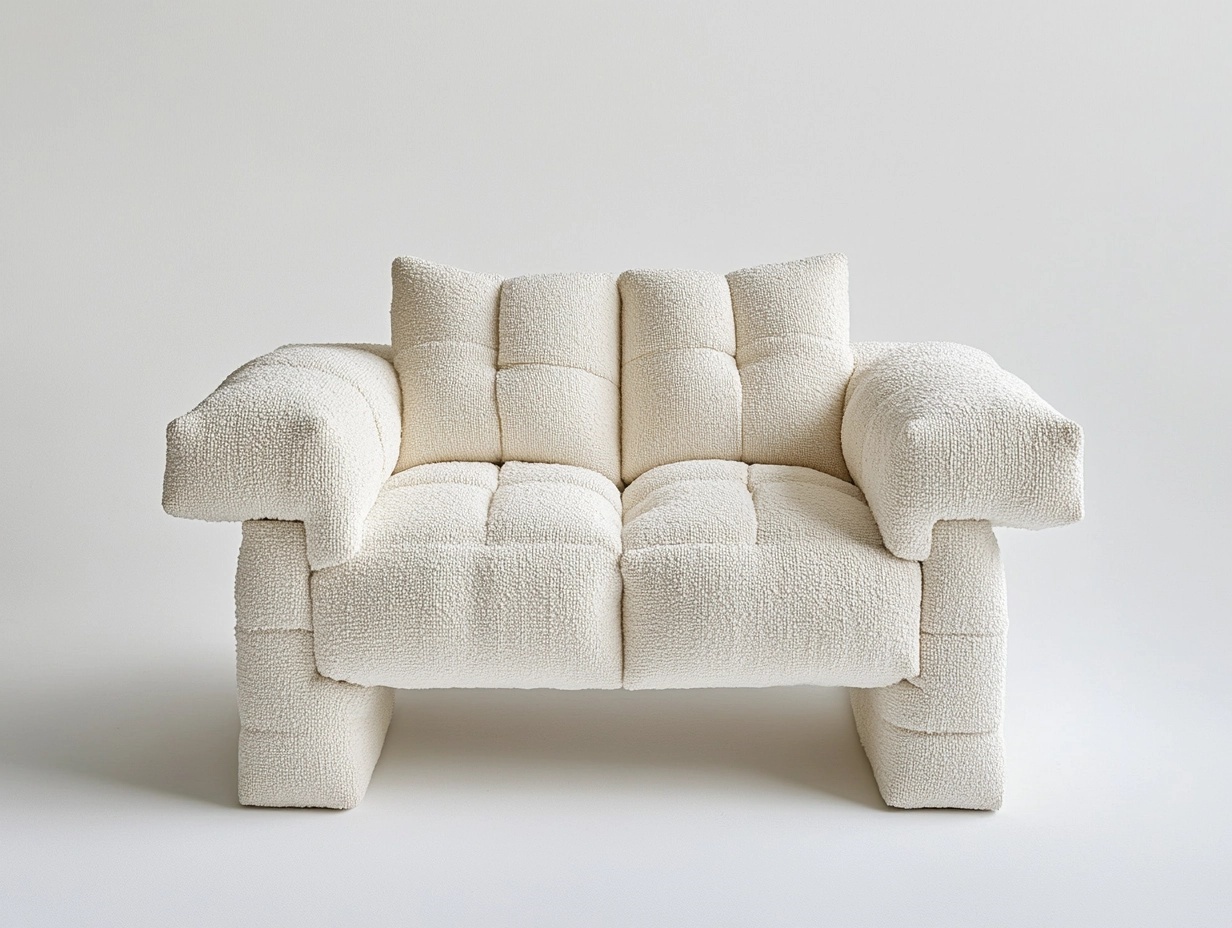 Sofá moderno de dos plazas en tejido bouclé crema 160x90 cm ideal para salón y sala de estar estructura acolchada de diseño contemporáneo