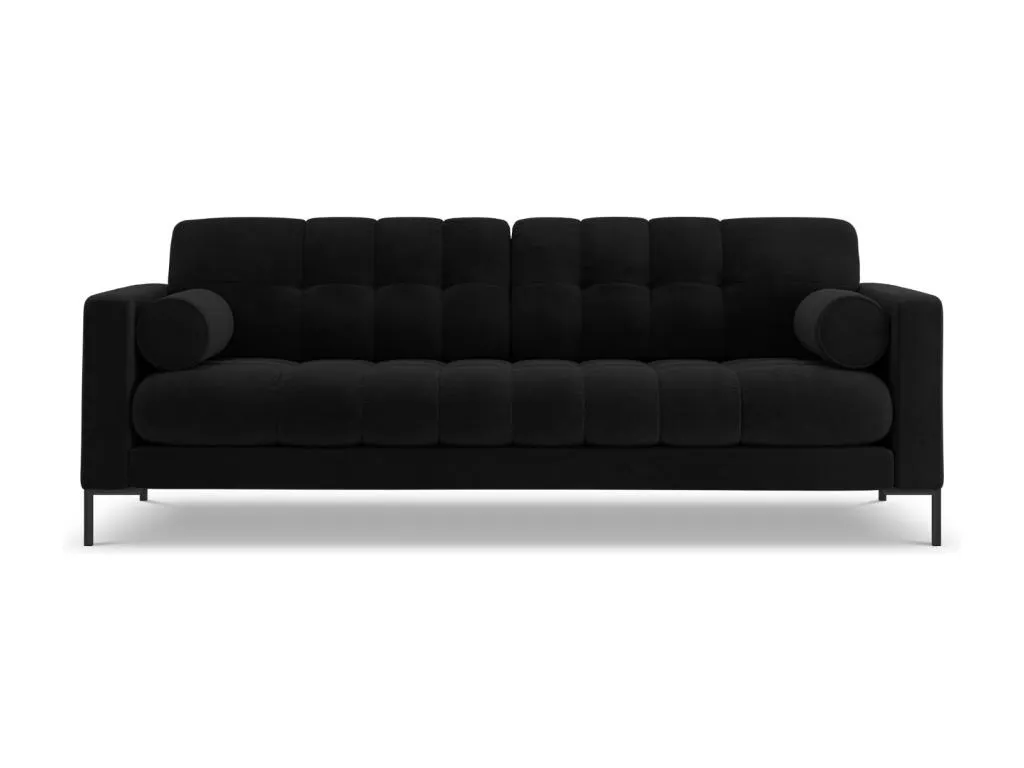 Micasacool - Sofá Micasacool 4 plazas de terciopelo negro - 217x92x75cm
