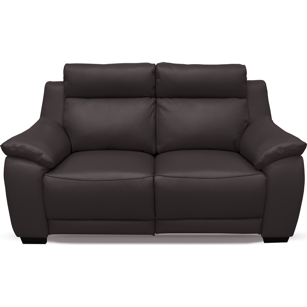 Sofá de dos plazas con dos reposapiés eléctricos en cuero color chocolate lt3397z3
