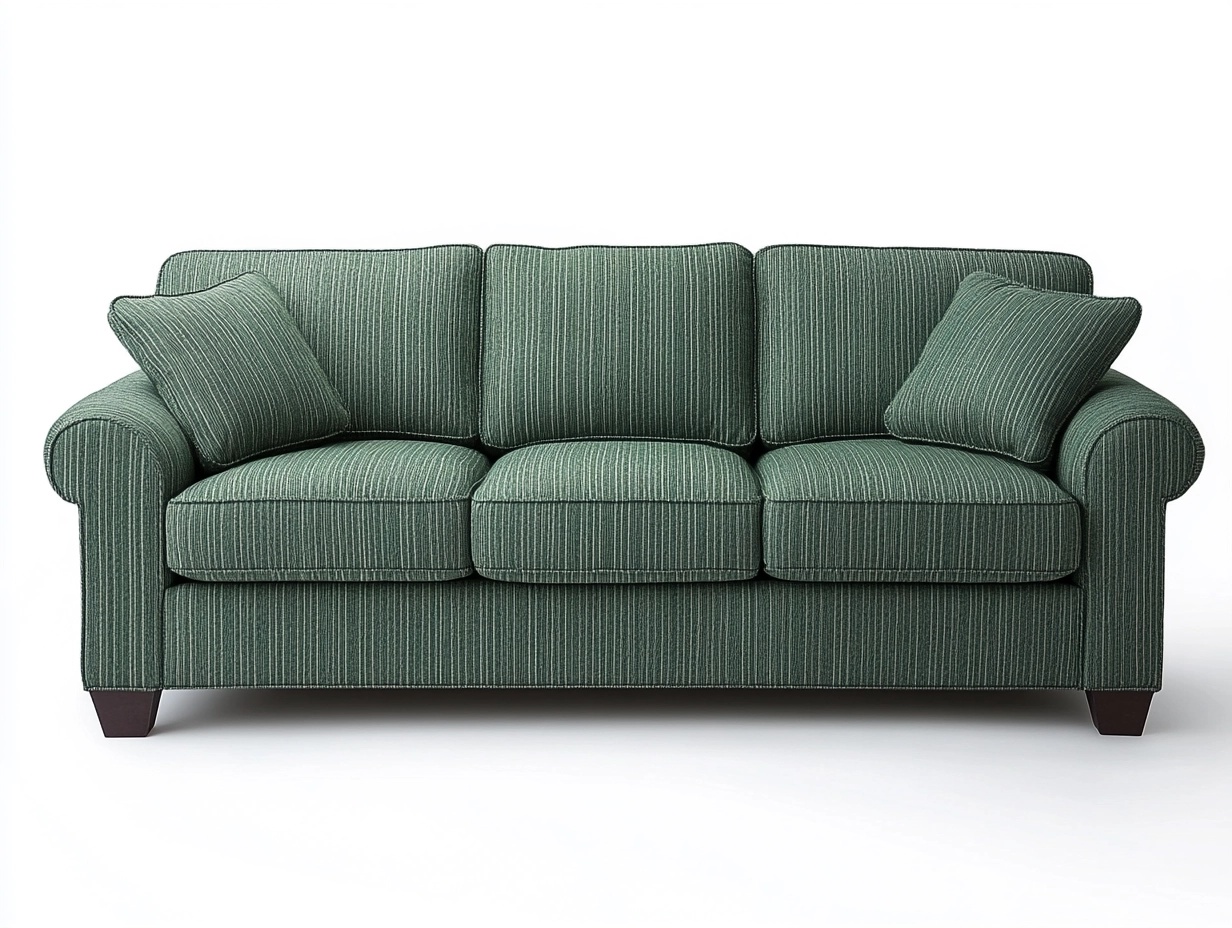 Sofá de Tres Plazas de Tela Poliéster Verde con Cojines Desmontables 200x90x85 cm